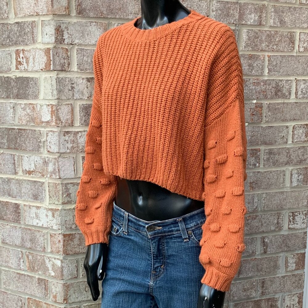 Vestique Cropped Crewneck Knit Long Sleeve Sweater Sz L - Picture 8 of 13